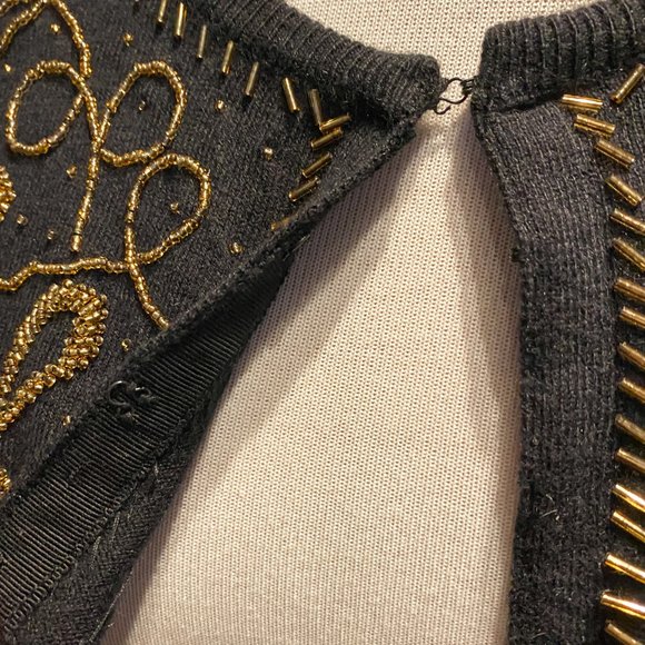 Forever 21 Black Cropped Cardigan with Gold Beaded Detail - Picture 7 of 8